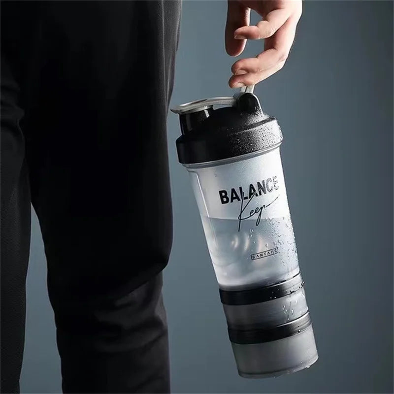 500ML Sport Shaker Bottle Whey Protein Powder Mixing Bottle Sport Fitness Gym Shaker Outdoor Portable Plastic Drink Bottle