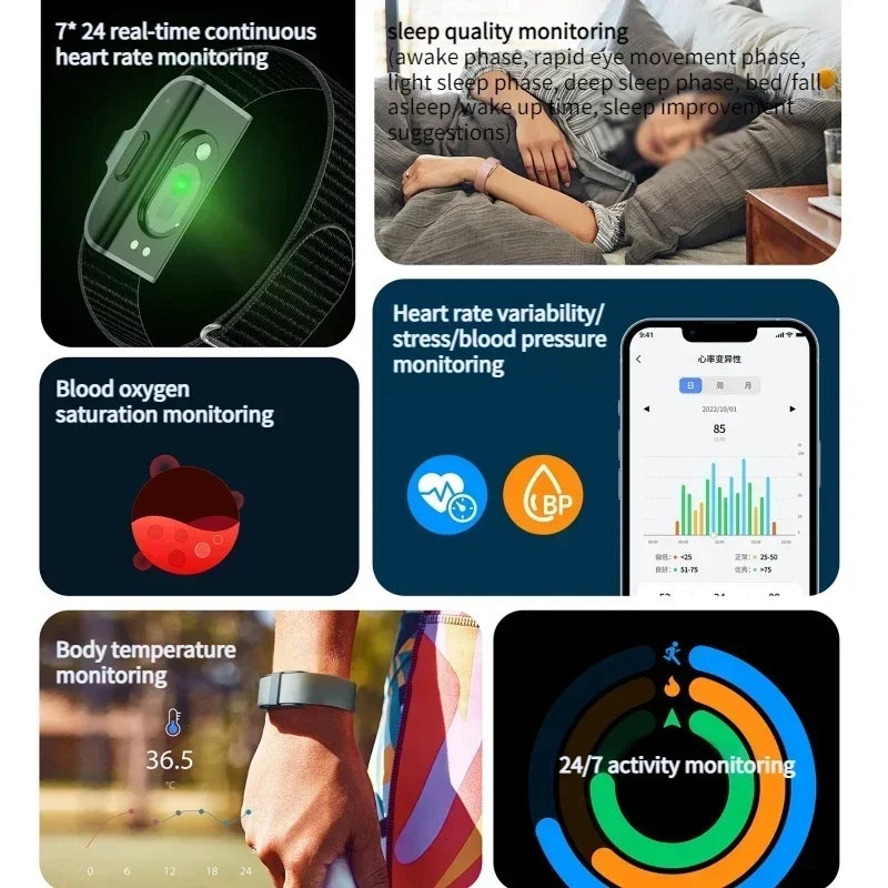 Smart Fitness Tracker Heart Rate Blood Pressure Monitor