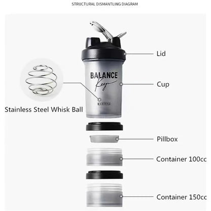 500ML Sport Shaker Bottle Whey Protein Powder Mixing Bottle Sport Fitness Gym Shaker Outdoor Portable Plastic Drink Bottle